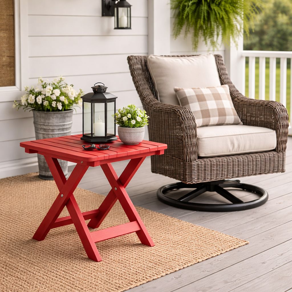 Scarlet Red Folding End Table