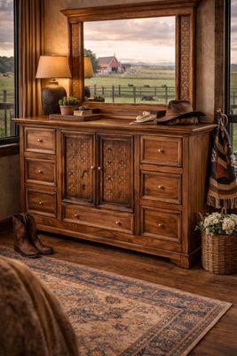 Lotus Antique Brown Dresser