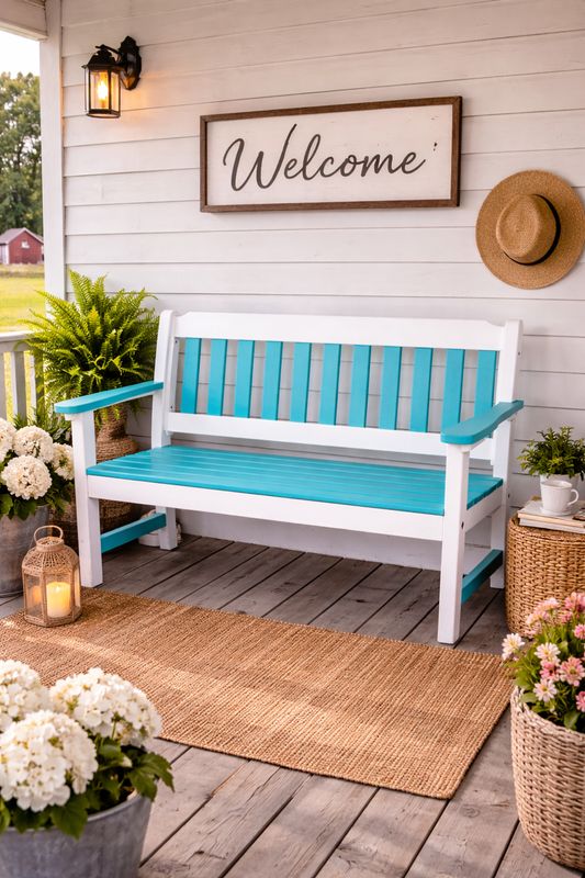 Garden Bench Aruba Blue/White