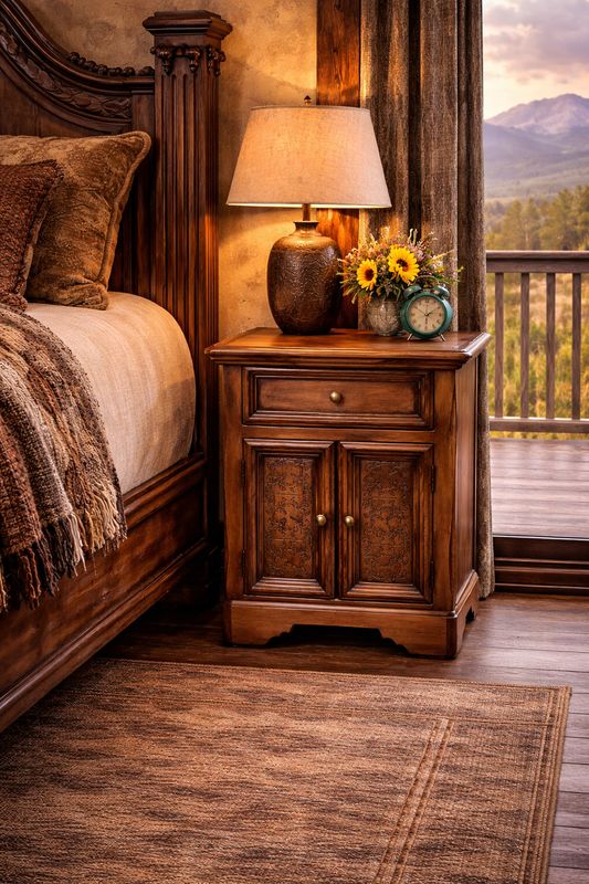 Lotus Antique Brown Nightstand 24x18x29