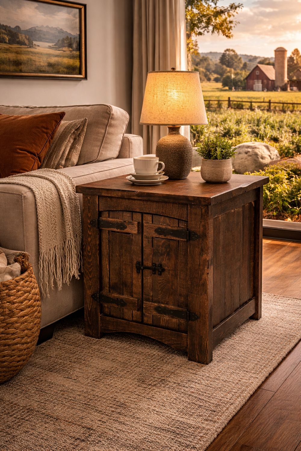 Mezcal End Table with 2 Doors