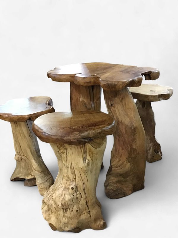 40" Teak Root Bar Table Set