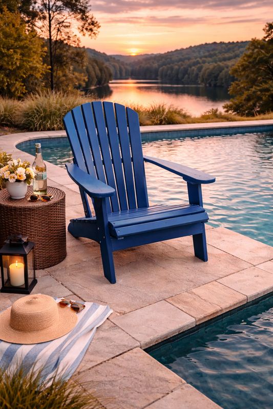 Pacific Blue Folding Adirondack Chair
