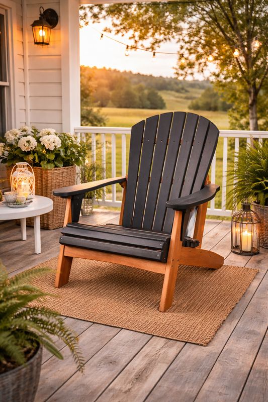Black/Cedar Folding Adirondack Chair