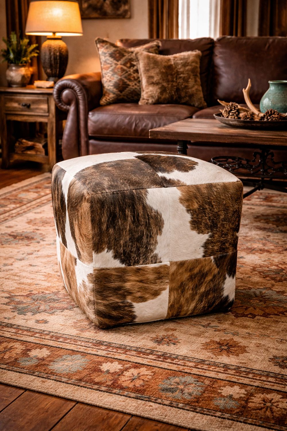 18" Cowhide Pouf