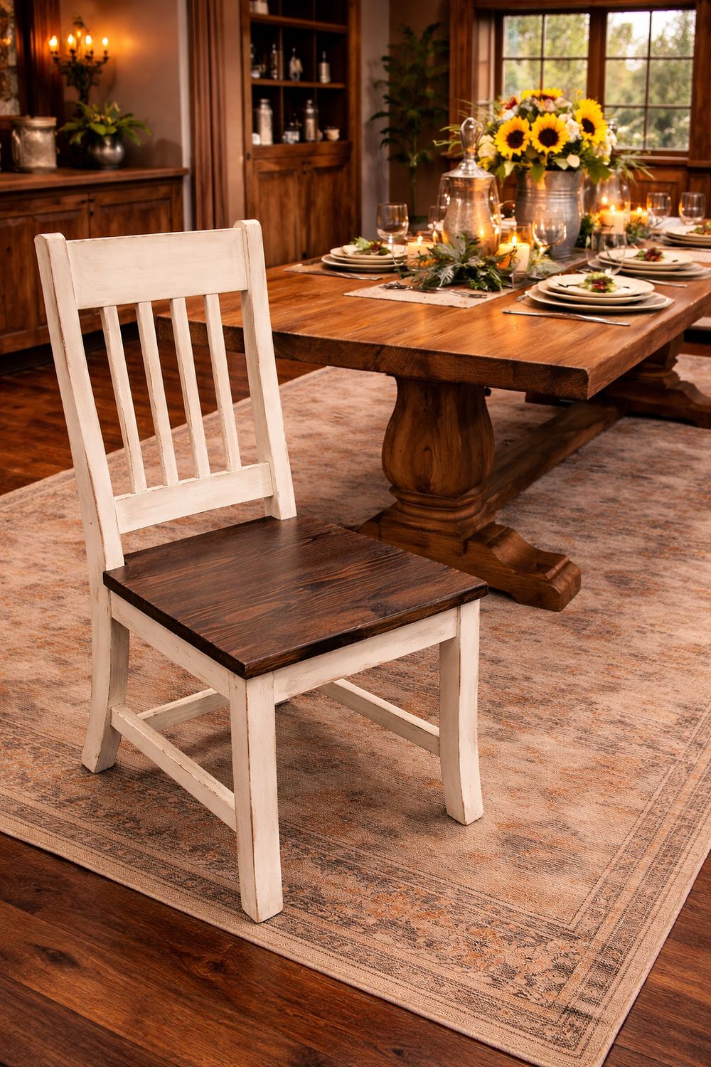 Curved Back White &amp; Walnut Dining Chair