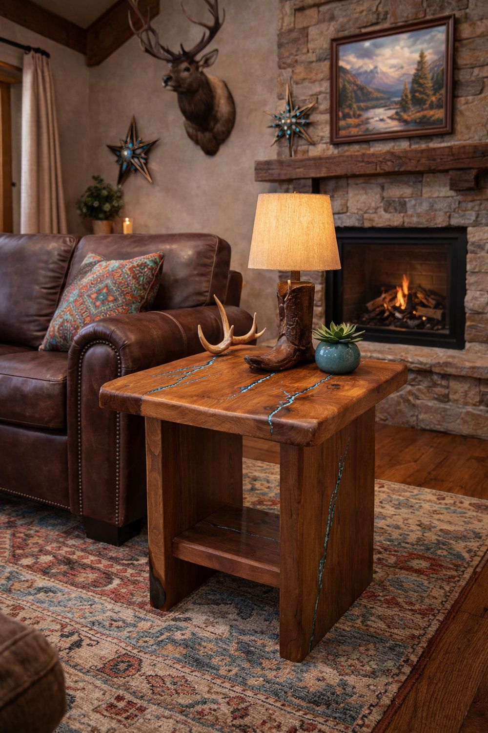 Mesquite Copper &amp; Turquoise End Table