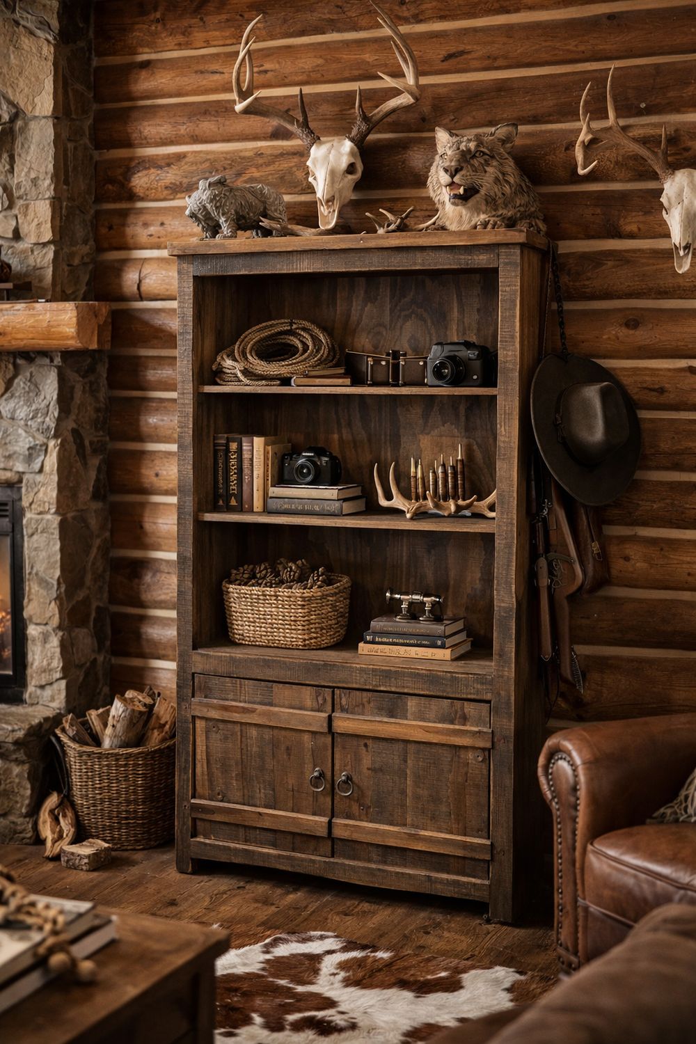 90" Distressed Bookcase