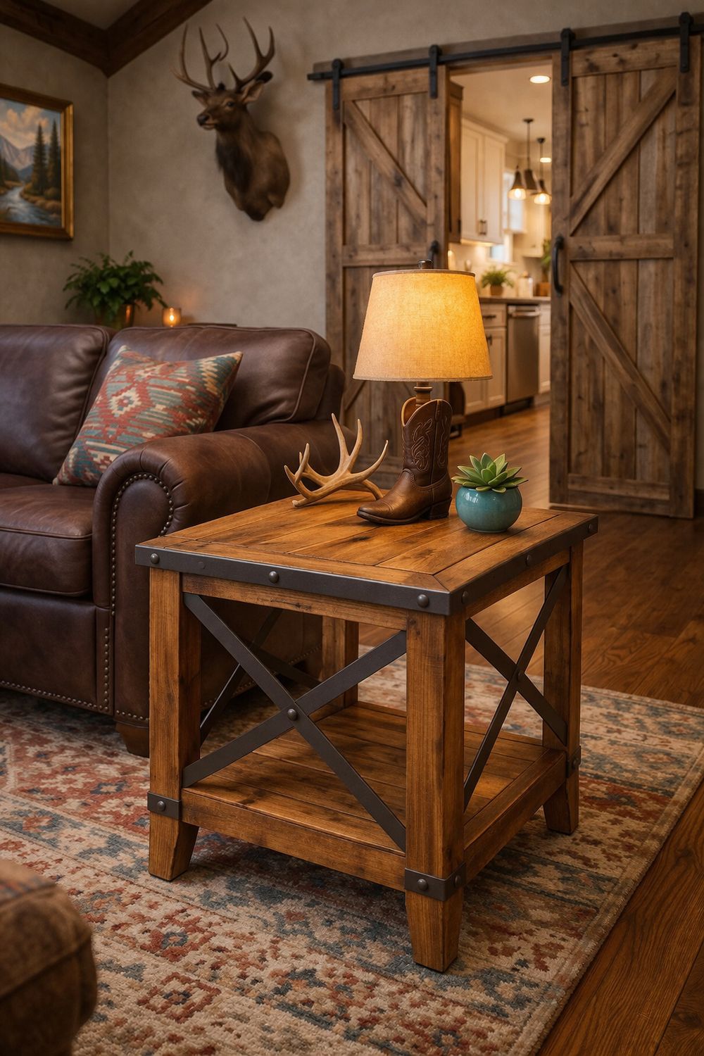 Urban Rustic End Table -Brown