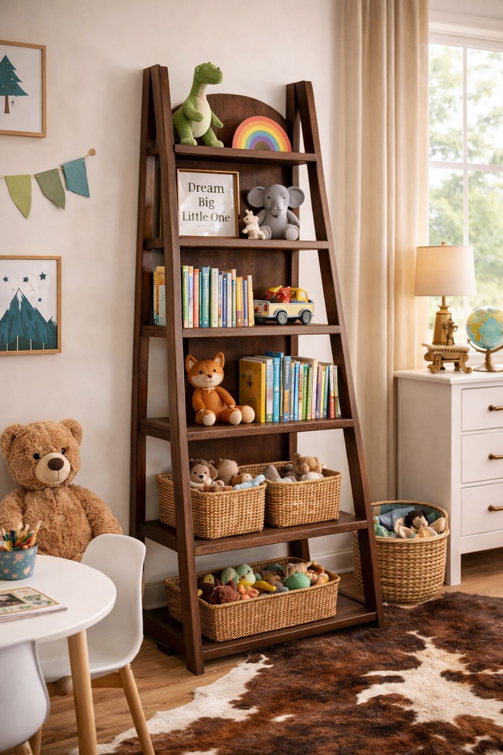 Ladder Bookcase- Dark Walnut
