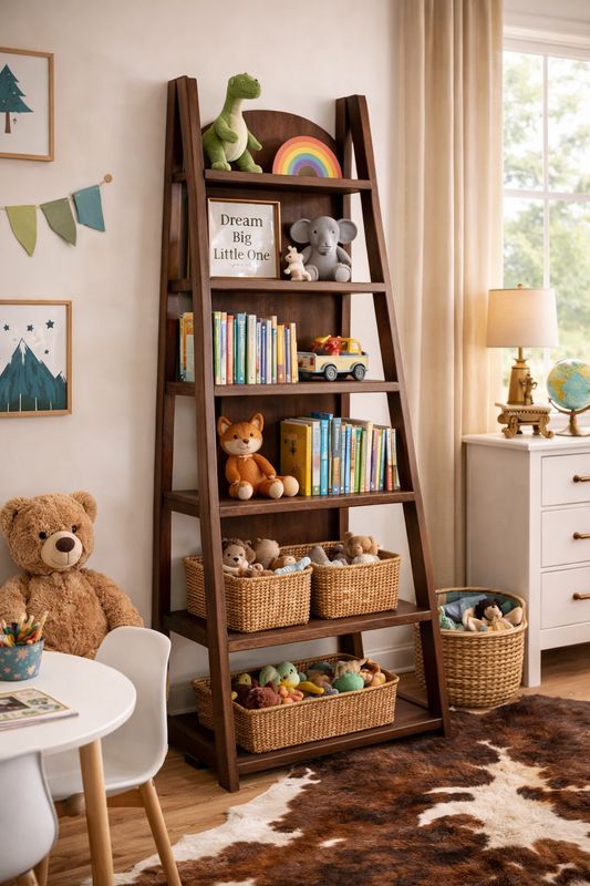 Ladder Bookcase- Dark Walnut