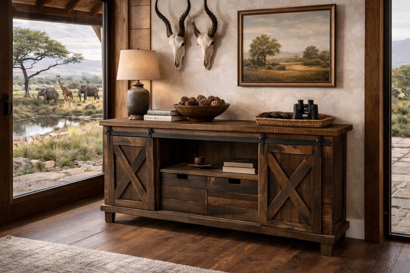 60" Old Fashion Barn Door Tv Stand