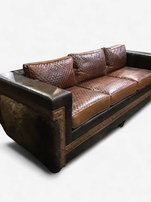 Custom Buffalo Sofa with Whip Stitch - 62296