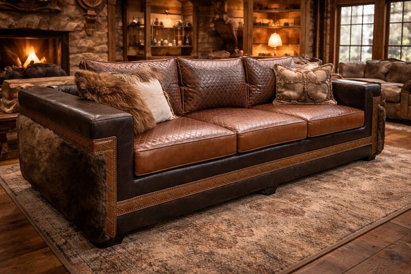 Custom Buffalo Sofa with Whip Stitch - 62296