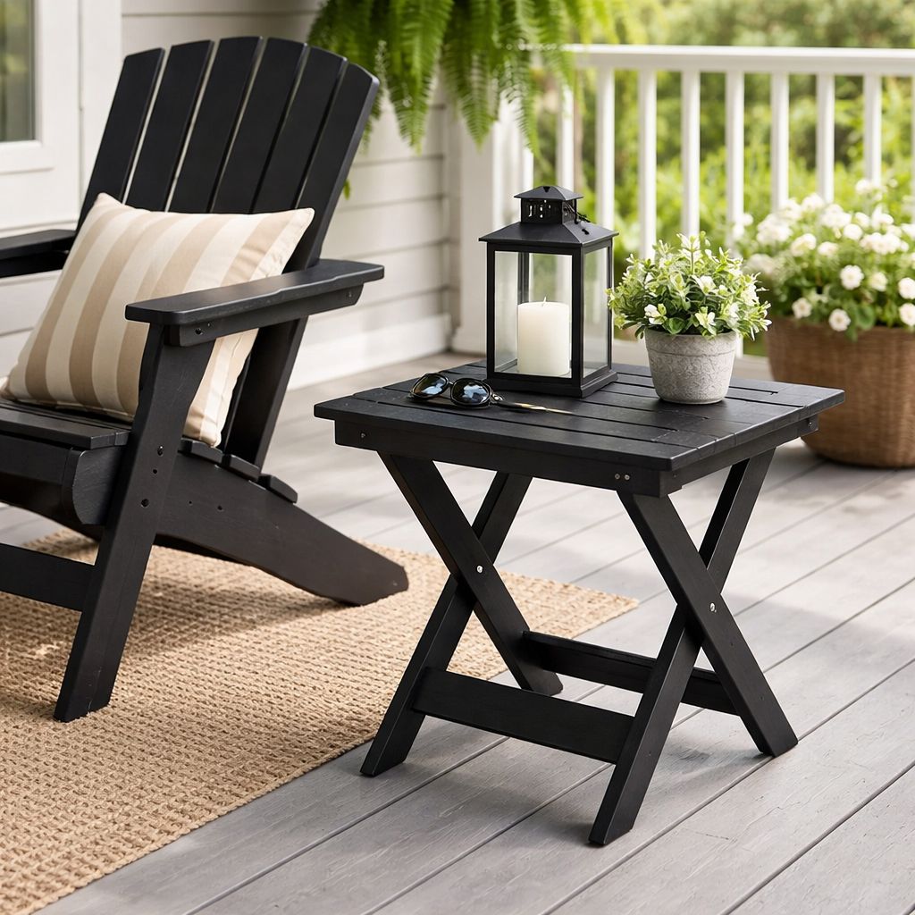 Folding End Table -Black