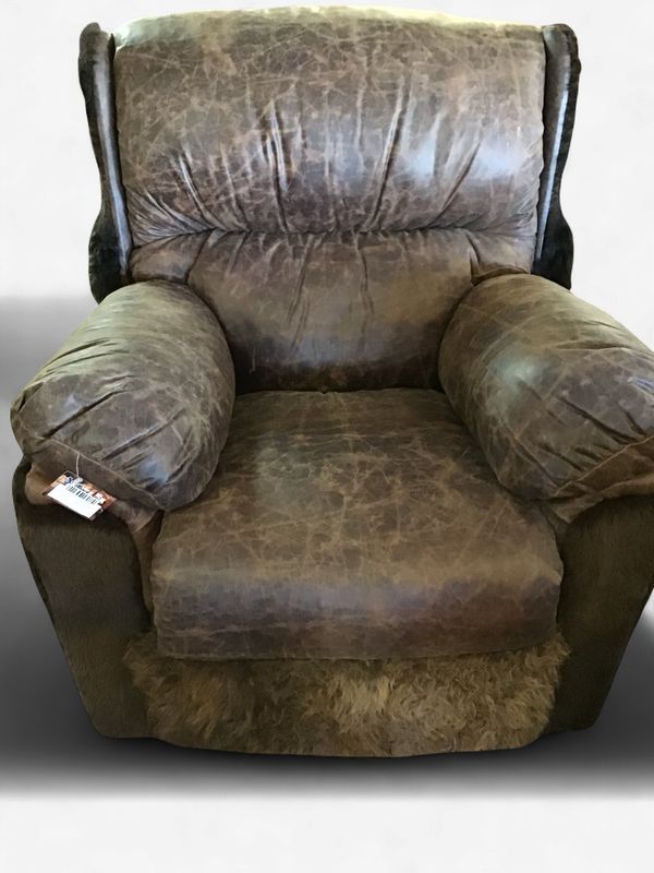 Lincoln Glider Swivel Recliner with Buffalo and Desert Mohave Hide