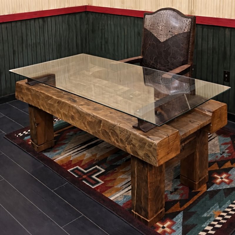 Custom Railroad Tie and Iron Rail Desk