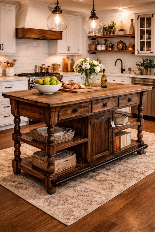 72" Turned Kitchen Island