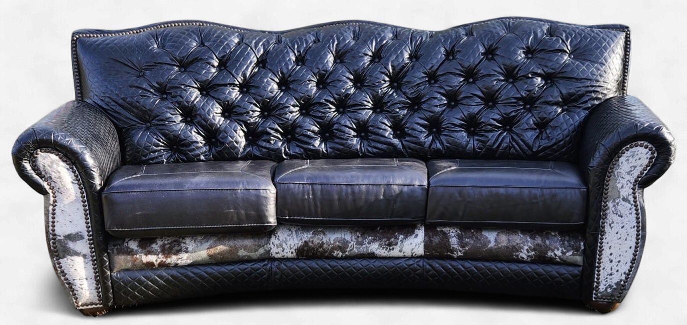 El Dorado Theatre Sofa with Black Diamond Stitch Hide