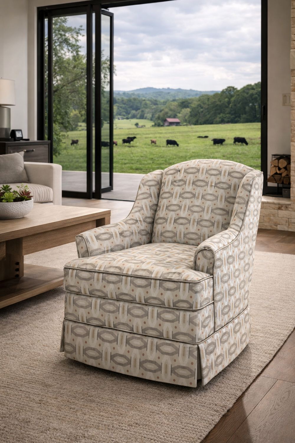 Natasha Swivel Glider -Stoneware