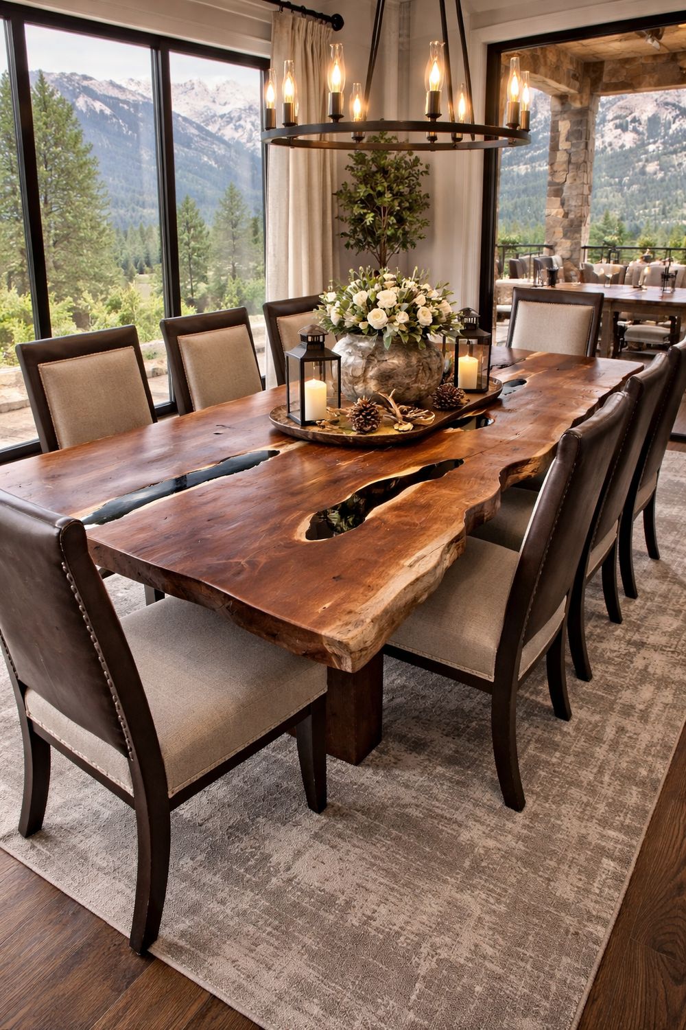 84" Live Edge Mesquite Table with Black Inlay