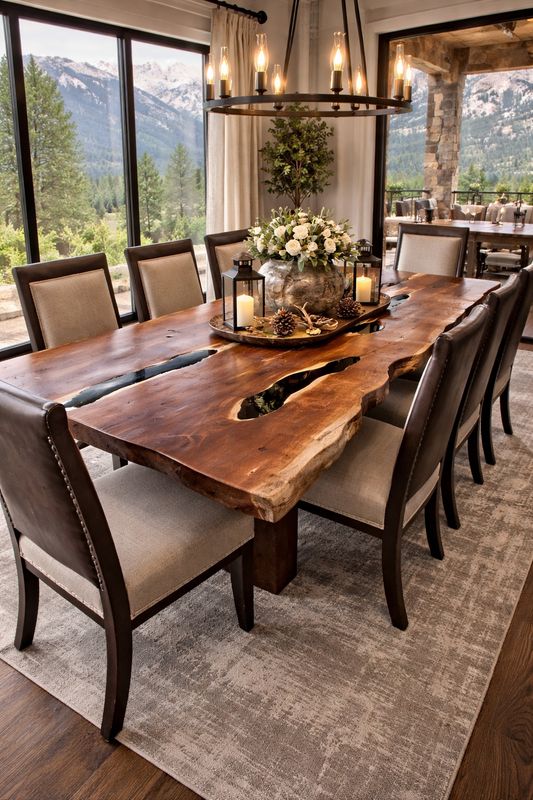 84" Live Edge Mesquite Table with Black Inlay