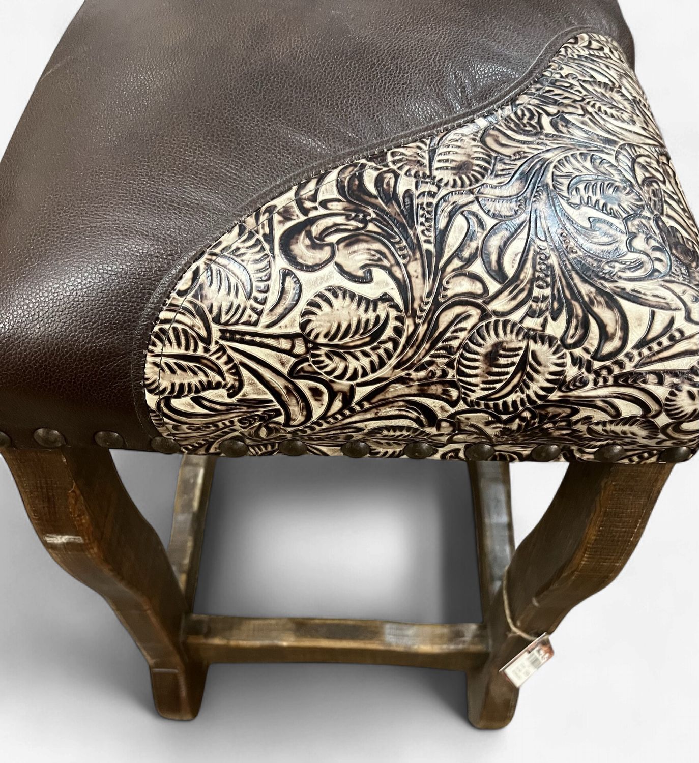 15x15x24 Oxen Stool With Tooled Leather
