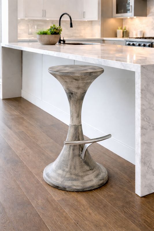 Grey Stone Marley Bar Stool With Foot Rest