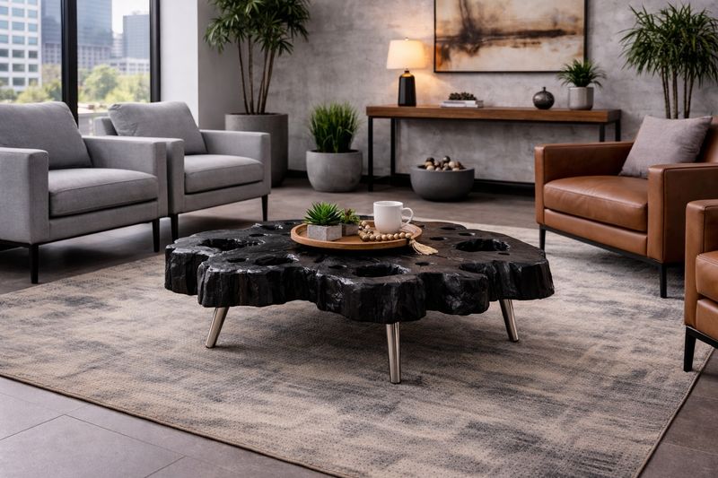 Pipal Wood Coffee Table With Chrome Legs