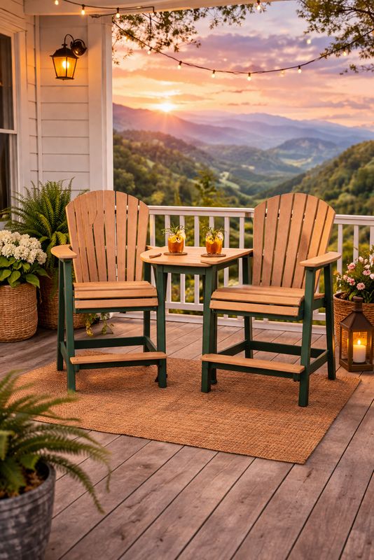 Cedar/Green Comfo Counter Chair Tete-a-Tete Set
