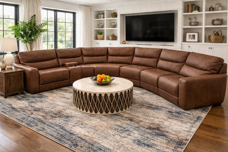 Texas Brown 6 Pc Sectional With 2 Power Recliners