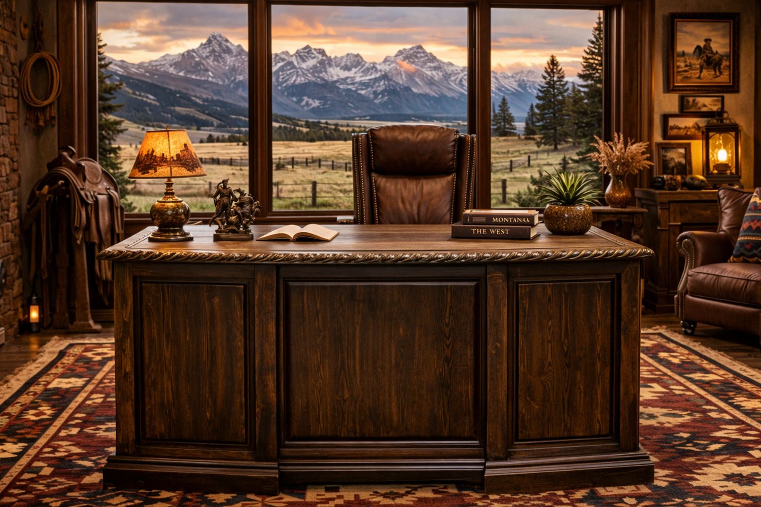 Conquistador Desk with Leather Top