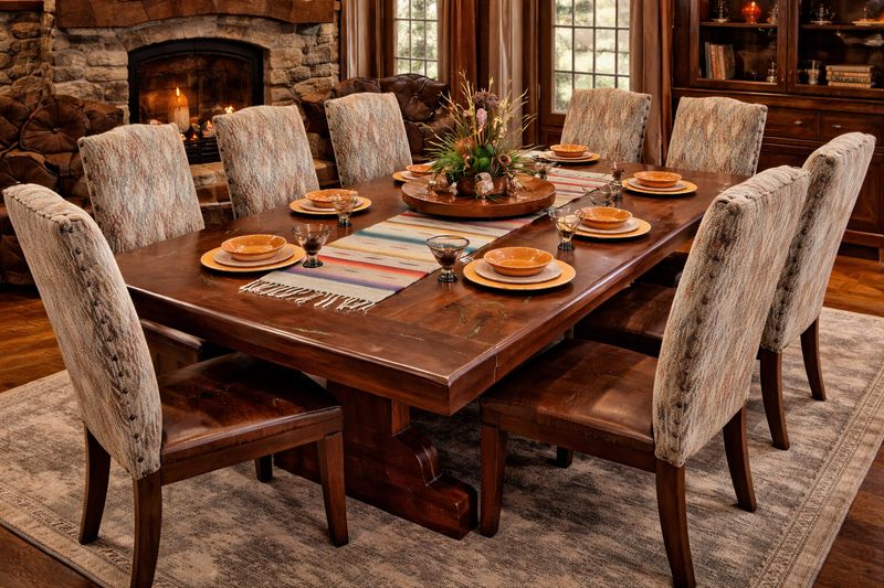 114" x 48" Mesquite Dining Table with Inlay
