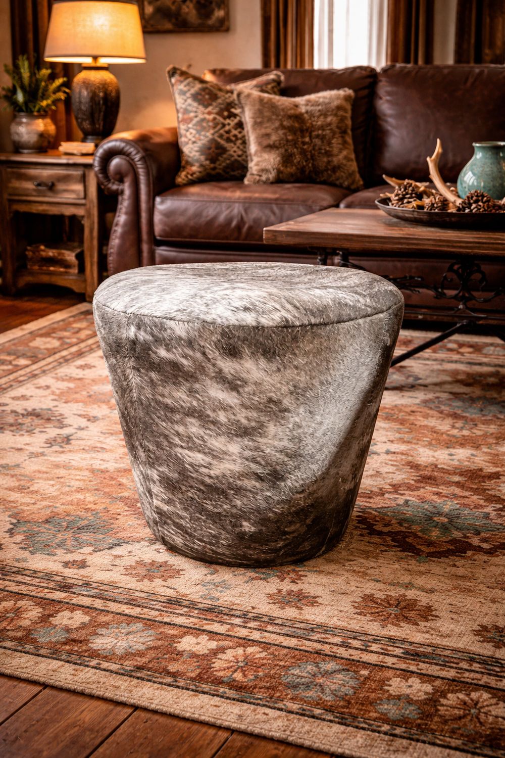 Cowhide Ottoman-WLW