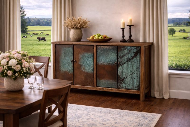 Old Fashioned Buffet With 4 Copper Doors
