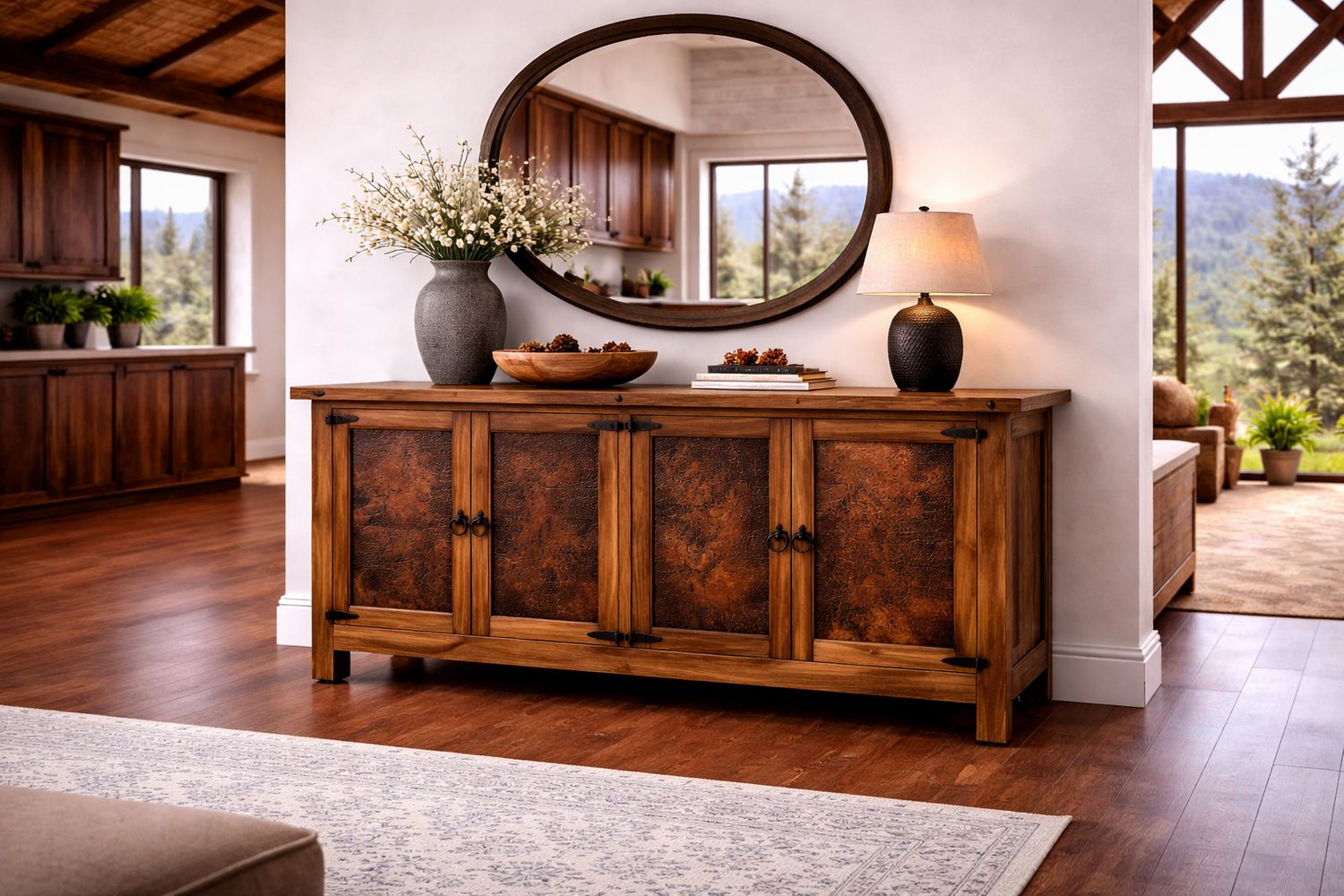 80" Hacienda Copper Front Console