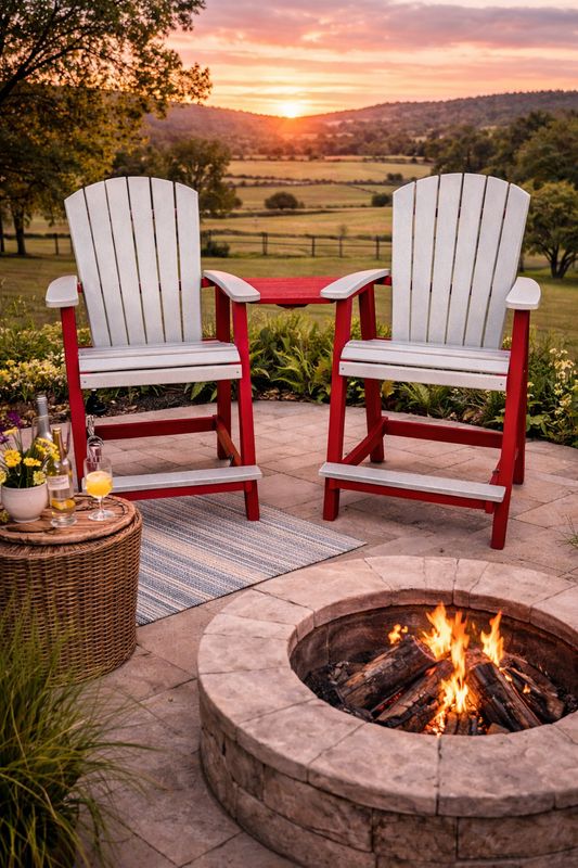 Comfo Bar Chair Tete-a-Tete Set -Light Gray/Scarlet Red