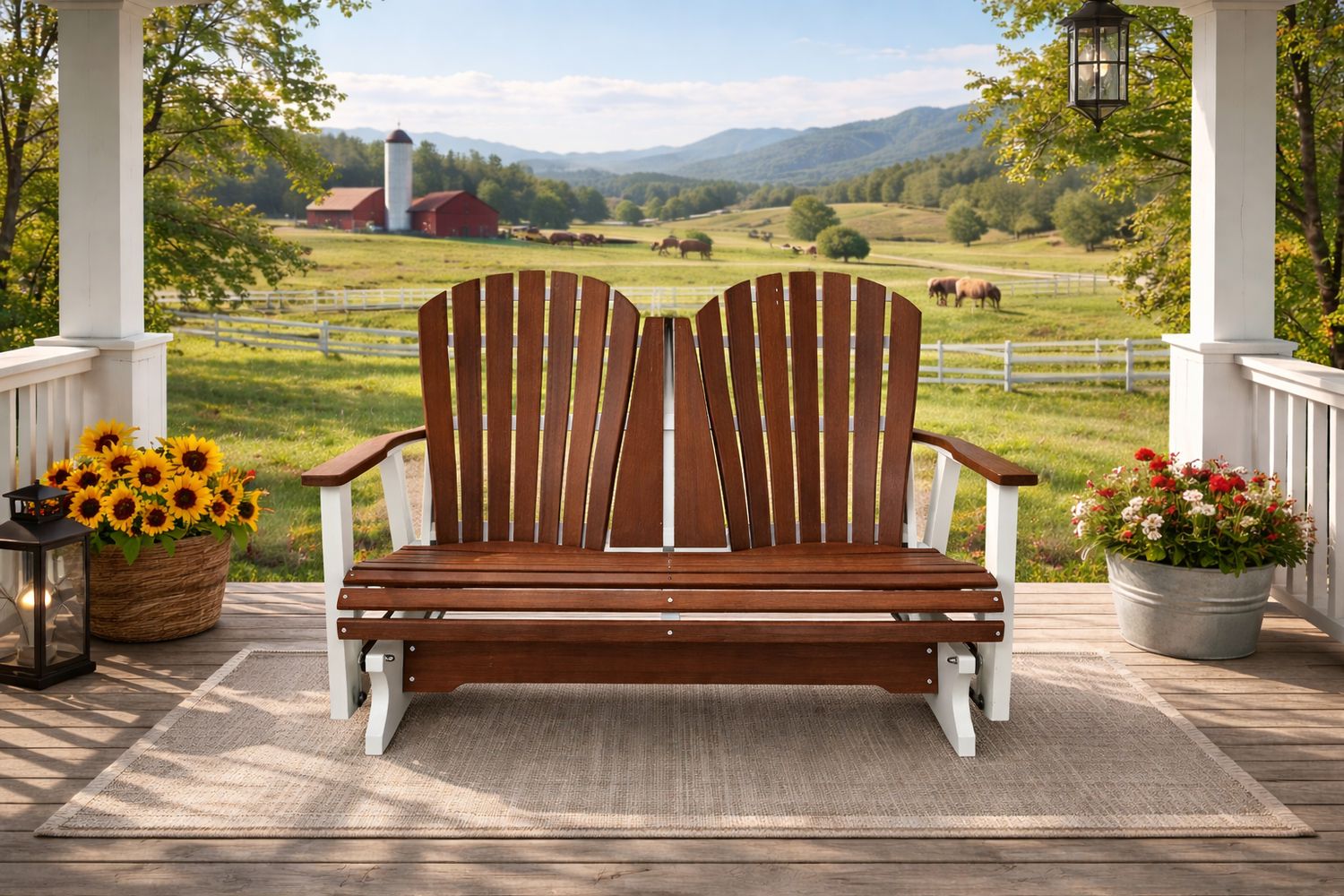 Contour Double Glider -Antique Mahogany/White