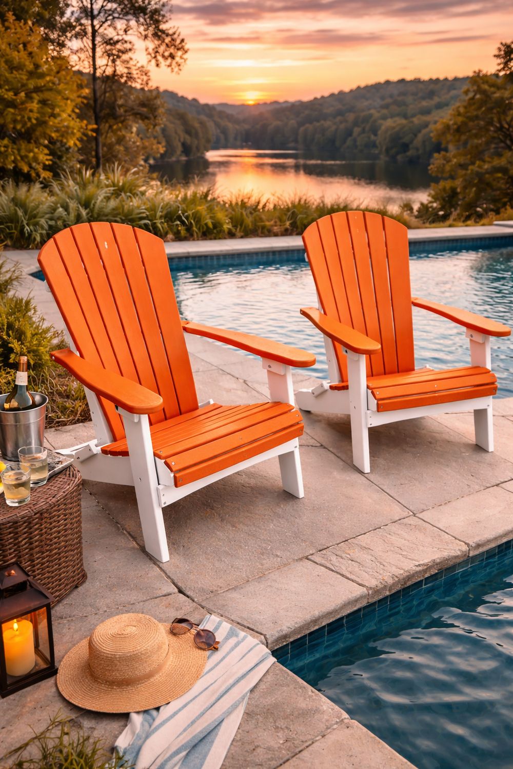 Contour Folding Adirondack -Mango Orange/White