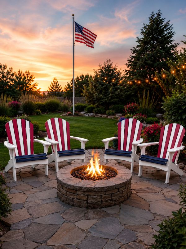 Comfo Folding Adirondack -Red/White/Blue