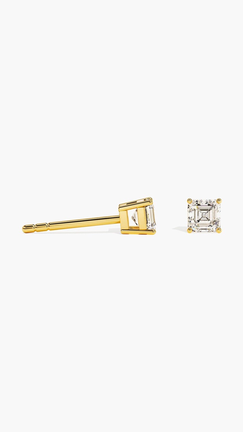 Minimalist Asscher-Cut Stud Earrings (Serrah)