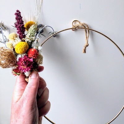 Hanging metal circle for dried flowers - Ring hoop 20cm bulk