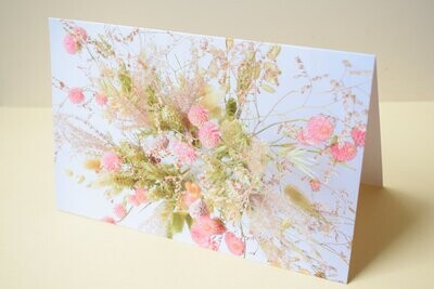 Greetings card blank - Pink dried flowers - Offer