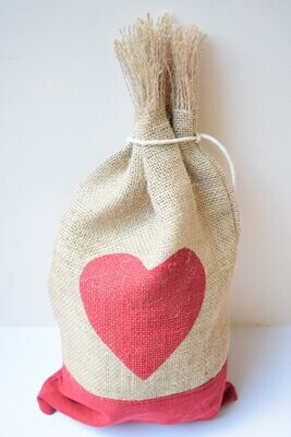 Natural jute bag heart design empty Sale