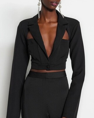 Black Cut Out Detailed Jacket
