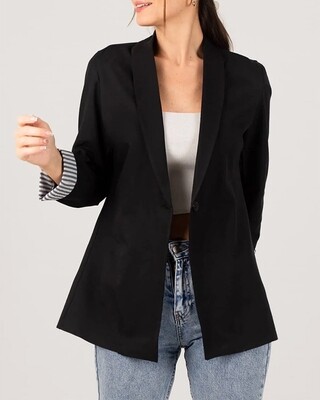 Black Striped Single Button Jacket