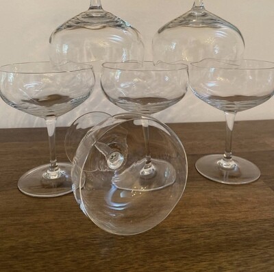 Six Vintage Crystal Optic Champagne Coupes