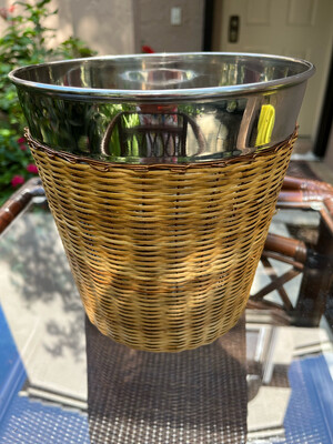 Rattan and Stainless Steel Champagne/ice Bucket