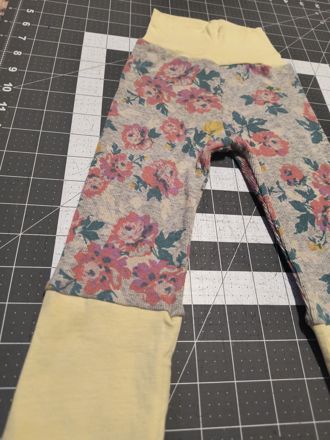Upcycled Baby Pants- Yellow Flowers