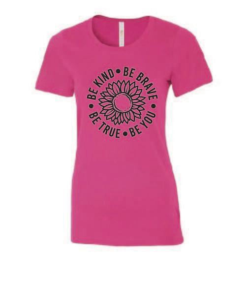 Be Kind Be Brave pink shirt day Ladies Eurospun Tee